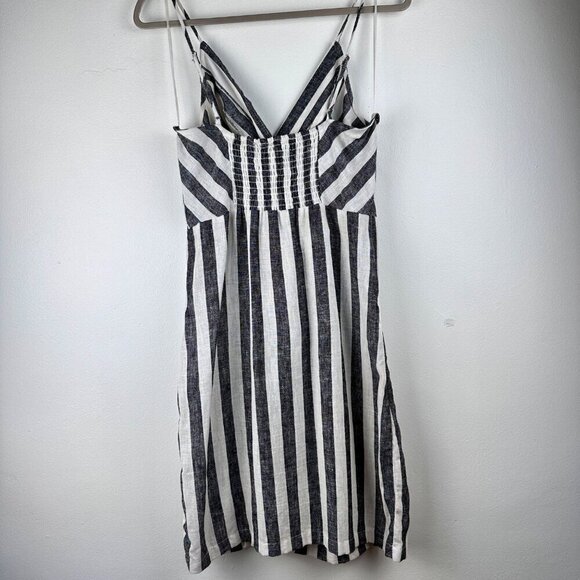 NWT Infinity Raine Love Tree Linen Button Up Stripe V Neck Dress, Size M - Picture 2 of 14